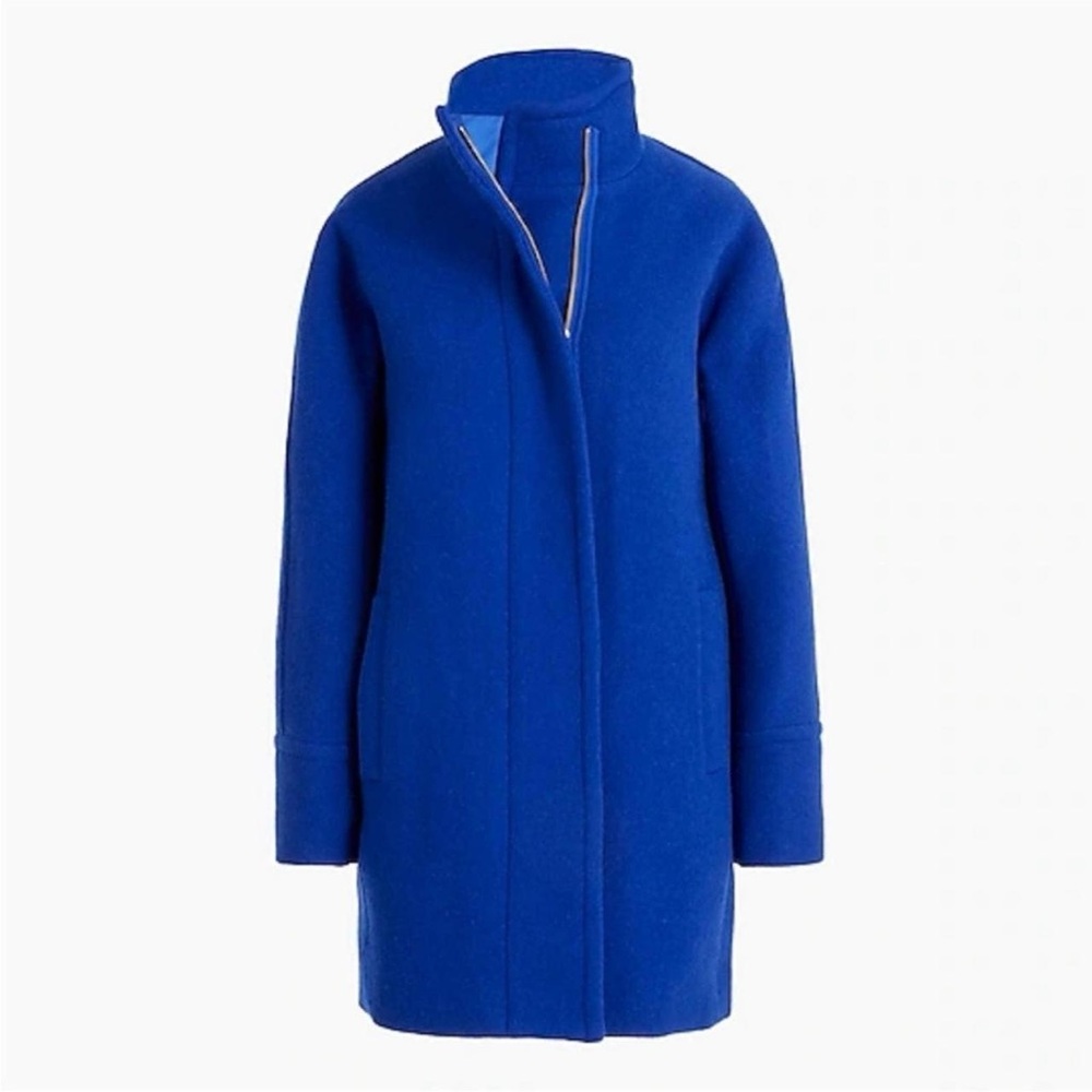J.Crew Coat Italian Wool Cocoon Royal Blue Jacket Winter Sz 00 high quality - Picture 3 of 11